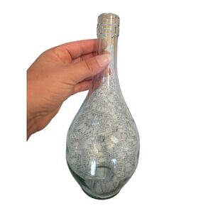 Vintage Clear‎ Glass Bottle Vase 750 ml Embossed Decorative Carafe E2